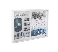 BTV | Tablon Anuncios con Llave con Perfil de Aluminio y Puerta de Metacrilato | Cerradura de Seguridad | Medidas 35 x 46 x 3,65 cm | Color Blanco