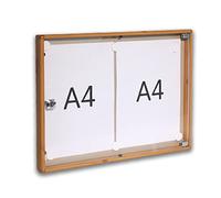 BTV | Tablon Anuncios con Llave Horizontal con Perfil de Aluminio y Puerta de Metacrilato | Cerradura de Seguridad | Medidas 35 x 46 x 3,65 cm | Madera Clara