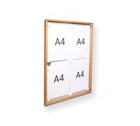 BTV | Tablon Anuncios con Llave Vertical con Perfil de Aluminio y Puerta de Metacrilato | Cerradura de Seguridad | Medidas 67 x 46 x 3,65 | Madera Clara