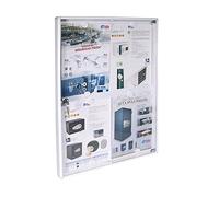 BTV | Tablon Anuncios con Llave Vertical con Perfil de Aluminio y Puerta de Metacrilato | Cerradura de Seguridad | Medidas 67 x 46 x 3,65 | Color Blanco