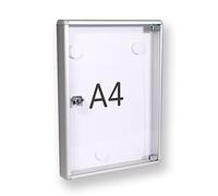 BTV | Tablon Anuncios con Llave Vertical con Perfil de Aluminio y Puerta de Metacrilato | Cerradura de Seguridad | Medidas 35 x 26 x 3,65 cm - 5 mm Aluminio Natural