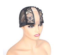 BTWTRY Tapa de peluca elástica de 5 x 15 cm con encaje de parte media judía para hacer pelucas, gorra de peluca de trama ajustable, 1 pieza de malla de color negro (1 unidad, 0034)