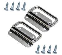 BTWYU Asa de Equipaje,Recambio Tirador de Cofre de Acero Inoxidable 201, tamaño Mediano, con Anillo for el Pecho, for Caja de Herramientas, cajón, Caja, Tono Plateado, 2 Unidades(2-Packs,75mm)