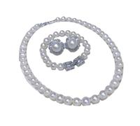 BTWYU Collar de perlas de agua dulce, conjunto de collar de perlas blancas for mujer, collar de perlas reales de 9-10mm, joyería de moda, collares de perlas for mujer
