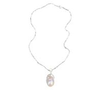 BTWYU Collar de perlas Perla de agua dulce 925 Plata rota Hebilla universal Collar con colgante desmontable Collares de perlas for mujer