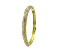 BTWYU Pulsera de Esmalte,Vintage Bangles Brazalete de Flor Fina esmaltado cloisonné Elegante, Pulseras con bisagras de Primavera for Mujer, joyería Artesanal Tradicional étnica China(Beige White)