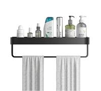 BTYKUYOO Carrito de Ducha Estantes de Ducha Negros Carrito de Ducha Adhesivo Montaje en Pared Aluminio sin taladrar for Inodoro de Cocina-A1 Capa 50cm(B1 Floor 40cm)
