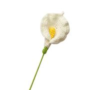 BTYQKZVPM，Flores de Ganchillo,Flores de Punto， 1PCS Hand-Knitted Crochet Flowers Artificial Calla Lily Fake Flowers Plants for Home Table Decor Wedding Bridal Bouquet(White)