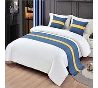 BTYQKZVPM Funda de cojín a Juego, Camino de Cama Multicolor, Varios tamaños(Stitching Blue,50x260cm for 200cm Bed)