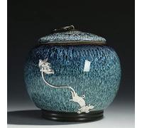 BTYQKZVPM Mini urnas para Mascotas, Urna de cremación cerámica for Mascotas, ataúd, Recuerdo for Gato, Perro, Conejo, Color Plateado(Silver Lotus)