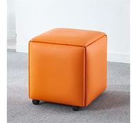 BTYQKZVPM Reposapiés otomano de Cuero, Taburete de sofá 5 en 1 con Ruedas, cojín de Poliuretano, Estructura de Hierro, Varios tamaños, Multicolor, Paquete de 5(Orange,46 * 46 * 48cm)