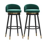 BTYQKZVPM Reposapiés otomano de Cuero, Velvet Metal Swivel Bar Stools Pack of 2 Multicolor Multiple Sizes Footrest Included(Black,75cm)