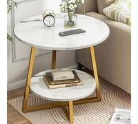 BTYQKZVPM Revistero/Mesa, Mesa Auxiliar Redonda de 2 Niveles, 40-60 cm, Multicolor(Gold+White,60cm/24in)