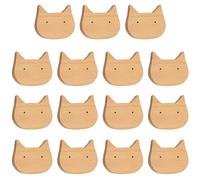 BTYQKZVPM Tiradores/pomos de Madera para cajones, Paquete de 15 Tiradores cajón Madera con Forma Animales, 68x42x30 mm(Cat Head)