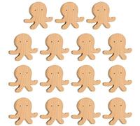 BTYQKZVPM Tiradores/pomos de Madera para cajones, Paquete de 15 Tiradores cajón Madera con Forma Animales, 68x42x30 mm(Octopus)