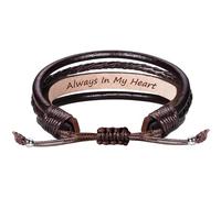 Btysun Pulsera de cuero para hombres, regalos de cumpleaños para papá, él, novio, amigos, pulseras ajustables para mujeres, regalo de San Valentín, día del padre, joyería para hombres con mensaje