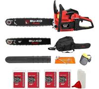 BU-KO - Motosierra a Gasolina de 65 CC, 3,4 CV, Barra de 50 cm con 2 Cadenas y Barra de 40 cm con 2 Cadenas, Bolsa cobertora