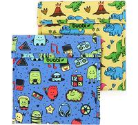 Buabi Bolsa merienda Infantil 19x19 cm - Porta Bocadillos y Sandwich - Envoltorio térmico Tela y Aluminio, ecológico, Reutilizable, sin BPA (Dinosaurios y Monstruos)
