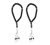 Buachois 2 cadenas de oración islam 33 perlas musulmanas mala collar de cuentas de oración elástico pulsera musulmana Tasbih Misbaha Corán oración pulsera de perlas para mujeres hombres regalo negro