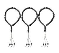 Buachois 3 cadenas de oración Islam 33 cuentas musulmanas Mala collar de perlas de oración pulsera elástica musulmana Tasbih Misbaha Corán oración pulsera de perlas para mujeres hombres regalo negro