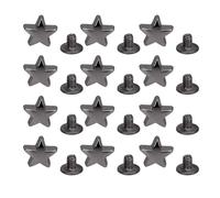 Buachois 50 Sets Riverios de cuero Tornillos Ajuste, 10 mm de cinco puntajes estrella puntiagudo de 4.5 mm Kit de tornillo de ph para artesanía de cuero Decoración de la artesanía (negro)