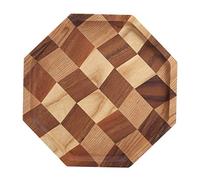 Buachois Bandeja de madera con diseño de rejilla, plato para frutas y postres, borde elevado para evitar derrames, para servir pan y cena 30x20cm (Placa octogonal 24 * 24 nogal negro + fresno)