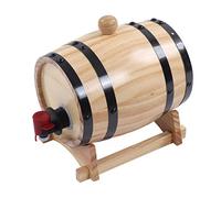 Buachois Barril de Vino de Pino para Decoración del Bar del Hogar, Pequeño Barril Rústico de con Válvula, Tapón Y Soporte, para Servir Bebidas en Catering, Barbacoa, Fiesta (5L)