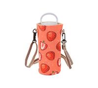 Buachois Bolsa portadora de botellas de agua, bolsas de copa de agua de algodón y lino de 19 × 8 cm y lino, taza de té de leche cruzada de hombro de moda (#1)