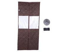 Buachois Cortina de puerta aislada con cierre magnético, cubierta de puerta de bloque frío a prueba de viento de 34.6 x 85 pulgadas con ventana transparente para el hogar de