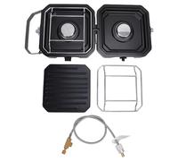 Buachois Estufa Camping 2 Quemadores Plegable Portátil, Encendido Piezo Ajustable para Barbacoa Exterior Jardín Parrilla Freidora Turquía