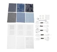 Buachois Kit Sashiko, Agujas de hilo Sashiko Dedal Tela Tela vaquera Soluble en agua Kit de inicio de bordado a mano multifuncional portátil para principiantes Acolchado a mano
