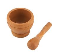 Buachois Molinillo de Ajo Manual y Mortero con Maja para Especias, Juego de Mortero de Plástico para Cocina, para Triturar Ajo, Jengibre, Hierbas y Granos (Color madera)