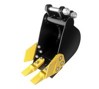 Buachois Narrow Digging Bucket 7.87in, 0.98in Hole Dia, Heavy Duty Mn Steel | Mini Excavator Accessory with Yellow Teeth, Fits 1-1.5 Ton Compact Excavators for Trenching Gardening and Construction Work