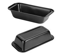 Buachois Paquete de 2 Moldes para Pan de 10 Pulgadas, Molde Rectangular de Acero Al Carbono Resistente para Hornear Tostadas con Revestimiento Antiadherente para Pan, Pastel de Carne (Negro TG02#A)