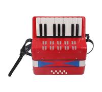 Buachois Piano Acordeón 17 Teclas 8 Bajos ABS, Instrumento Musical Portátil con Correa Ajustable para Niños Principiantes (Roja)