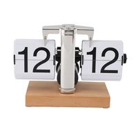 Buachois Reloj abatible Digital Retro, Reloj con Tapa, Reloj de Escritorio con Tapa, mecánico, Funciona con Pilas, decoración de Oficina en el hogar, Base de Madera Las 24 Horas, para el