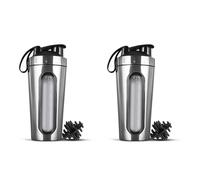 BUAGOUWZ 2X Cocteleras para Mezclas de ProteíNas Coctelera de ProteíNas de Acero Inoxidable No Permanece FríO/Caliente, Vasos Coctelera de Metal con Ventana Visible-A