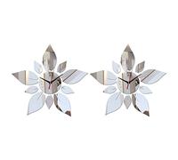 BUAGOUWZ 2X Espejo Material AcríLico Pegatinas de Pared de una Cara Estilo Moderno Relojes de Cuarzo de Pared DecoracióN para el Hogar Relojes de Pared Plata