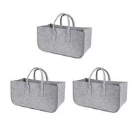 BUAGOUWZ 3X Accesorio Decoración Elegante Bolsa de Almacenamiento Periódico Picnic Ropa Fieltro Leña Compras Cesta de Viaje Gris