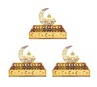 BUAGOUWZ 3X Bandeja de Comida Acrílica Eid Mubarak Ramadán Postre de Fruta Luna Estrella Castillo Islámico Festival Musulmán Decoración Regalo,A