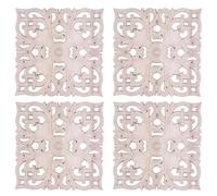 BUAGOUWZ 4X Fuente de la Etiqueta de Madera Estilo Europeo Accesorios de Talla de Madera Real de Apliques y Al por Menor Tallado en Madera 15X15X2Cm