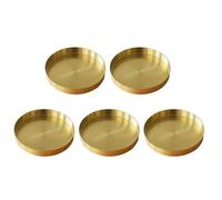 BUAGOUWZ 5X Bandeja Redonda Dorada, Bandeja Decorativa de Metal, Bandeja de Maquillaje, Organizador para Tocador, Baño, Vestido, Acabado de Latón Mate, 4.9 Pulgadas