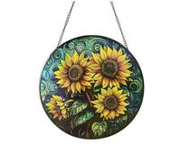 BUAGOUWZ Atrapasueños Colgantes de Girasol Hechos A Mano para Ventana. Vitral Vibrante para Decoración del Hogar y Jardín. 15 cm.