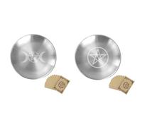 BUAGOUWZ Bandeja de Almacenamiento de Metal Decorativa con Diseño de Pentagrama y Luna, Adecuada para Joyas de Tarot y Decoración Ritual