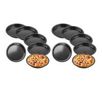BUAGOUWZ Juego de 12 Platos para Pizza, Platos Redondos para Pizza, Diámetro de 20 Cm, Bandeja para Pizza de Acero, Revestimiento Antiadherente, No Tóxico y Fácil de Limpiar