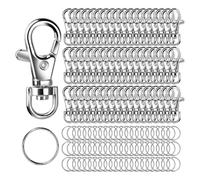 BUAGOUWZ Mosquetones y Llaveros Giratorios de Metal, 80 Cierres Pequeños de Pinza de Langosta y 80 Aros para (160 Unidades)