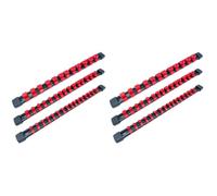 BUAGOUWZ Organizador de 6 Unidades de Dados de 1/2, 3/8 y 1/4 Pulgada, Soportes de Riel para Dados de Alta Resistencia, Color Rojo.