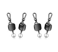 BUAGOUWZ Paquete de 4 Llaveros Retráctiles, Portatarjetas de Identificación de Metal Resistente, Carrete para Llaves, con Mosquetón con Clip para Cinturón