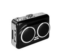 BUAGOUWZ Reproductor de Casetes USB, Convertidor de Cinta de Música A MP3, Reproductor de Casetes Conectar y Usar con Altavoz Doble, Color Negro.