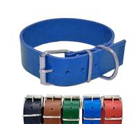 BUB’S - Collar de Cuero para Perro Grande XL - Material Vacuno Suave Resistente (XL 47 a 57cm - Ancho 40mm, Azul)